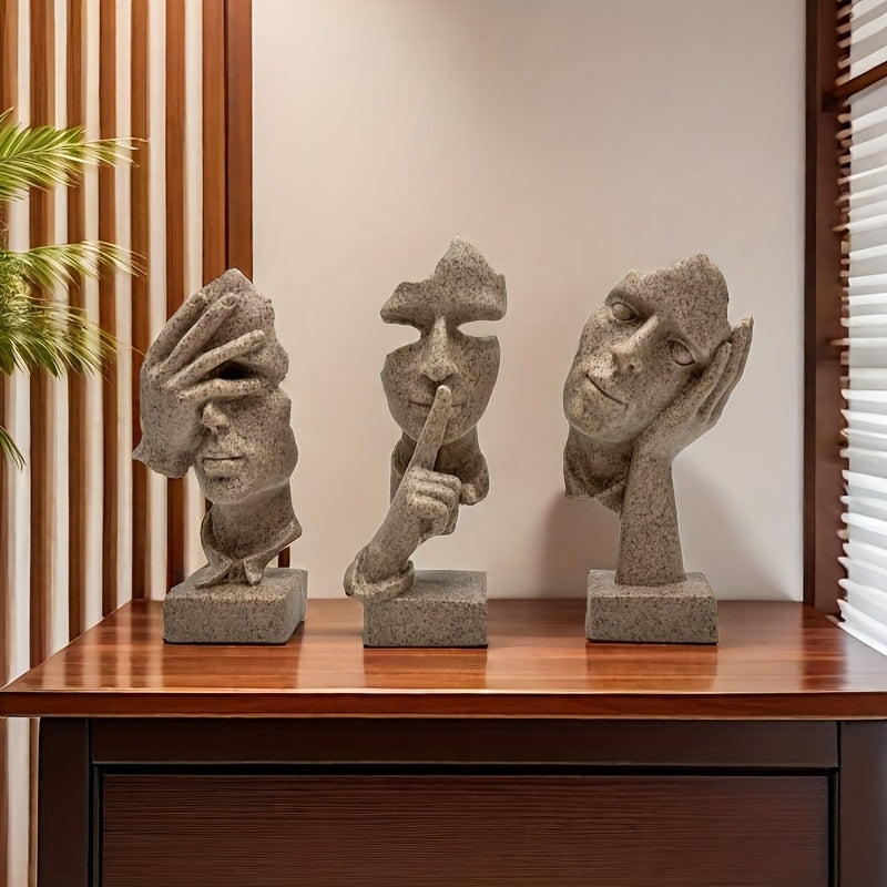 3pcs European handicraft decoration simple abstract character mask office living room sculpture art decoration